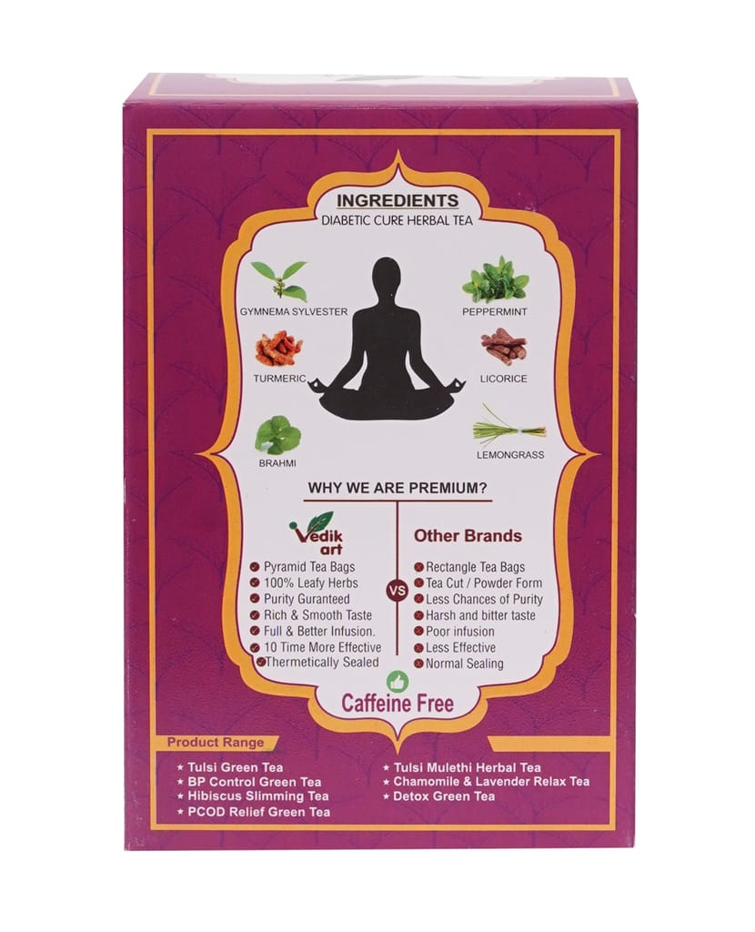 Diabetic Cure Herbal Tea - 20 Pyramid Tea Bags:**Stop silent killer with 6 powerful herbs. view 2