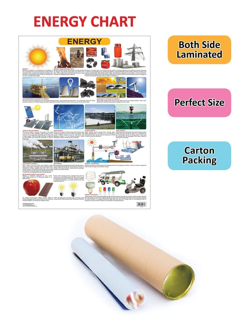Energy Wall Chart (Science Chart) - Both Side Hard Laminated (Size 48 x 73 cm) [Poster] Dreamland Publications view 2