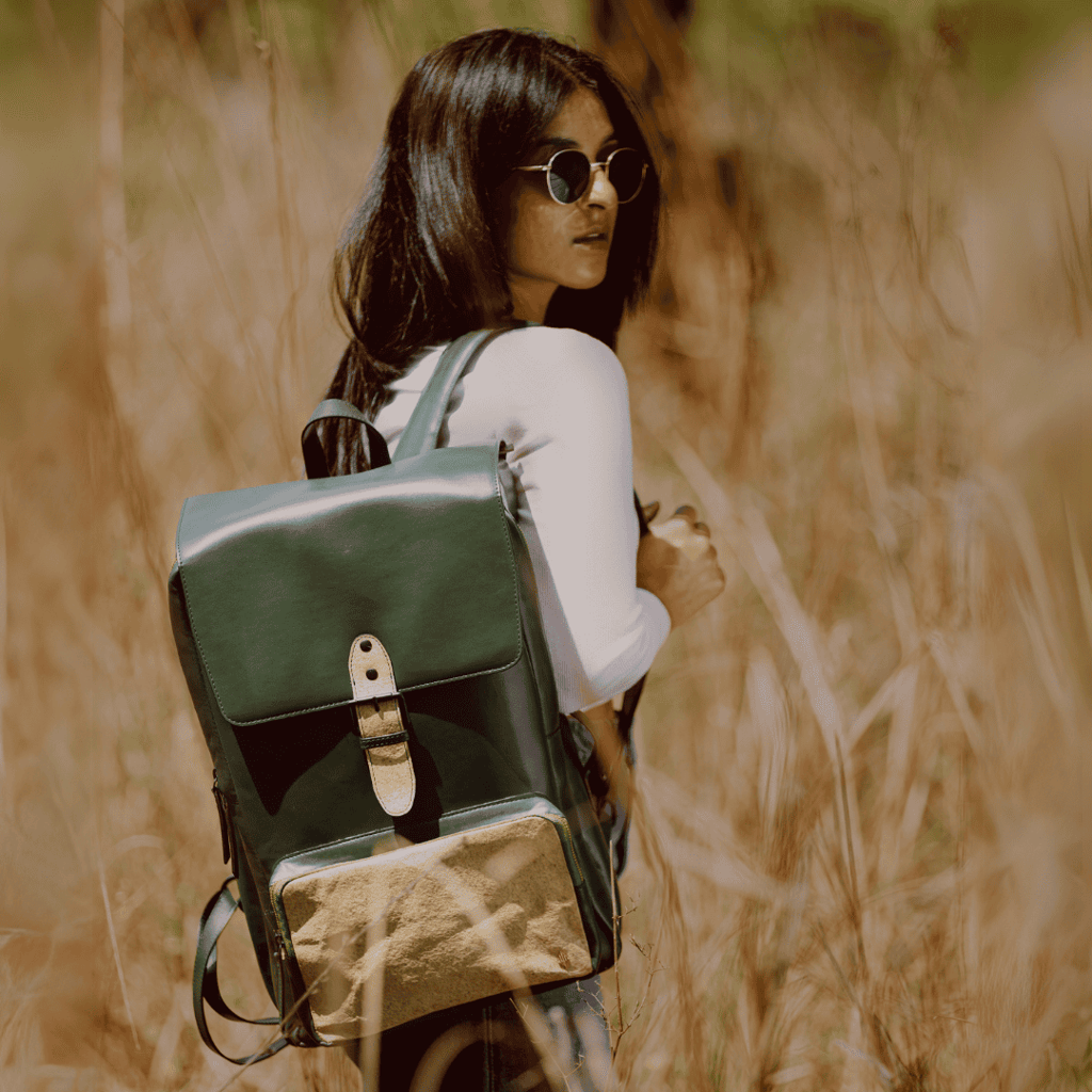 Arden Vegan Leather Backpack - Green view 2