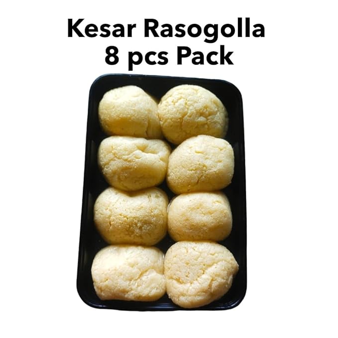 BANGLARMISTI Kesar Rasgulla | Famous Sweet , Saffron Flavoured Roshogolla, Soft and Delicious, 8pcs Pack view 2