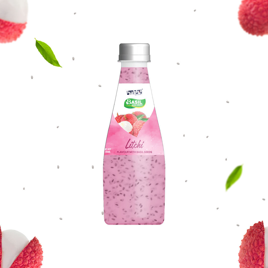 Habhit Basil Seeds Licthi Juices, 300 ml - Pack of 6