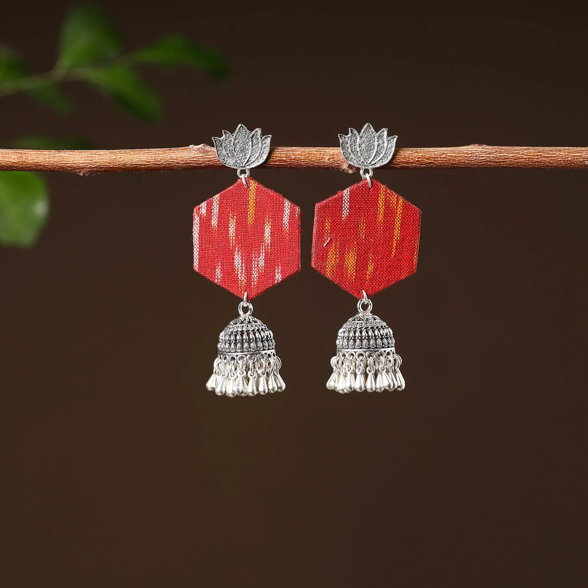 Red - Anupa Handcrafted GS Fabart Earrings