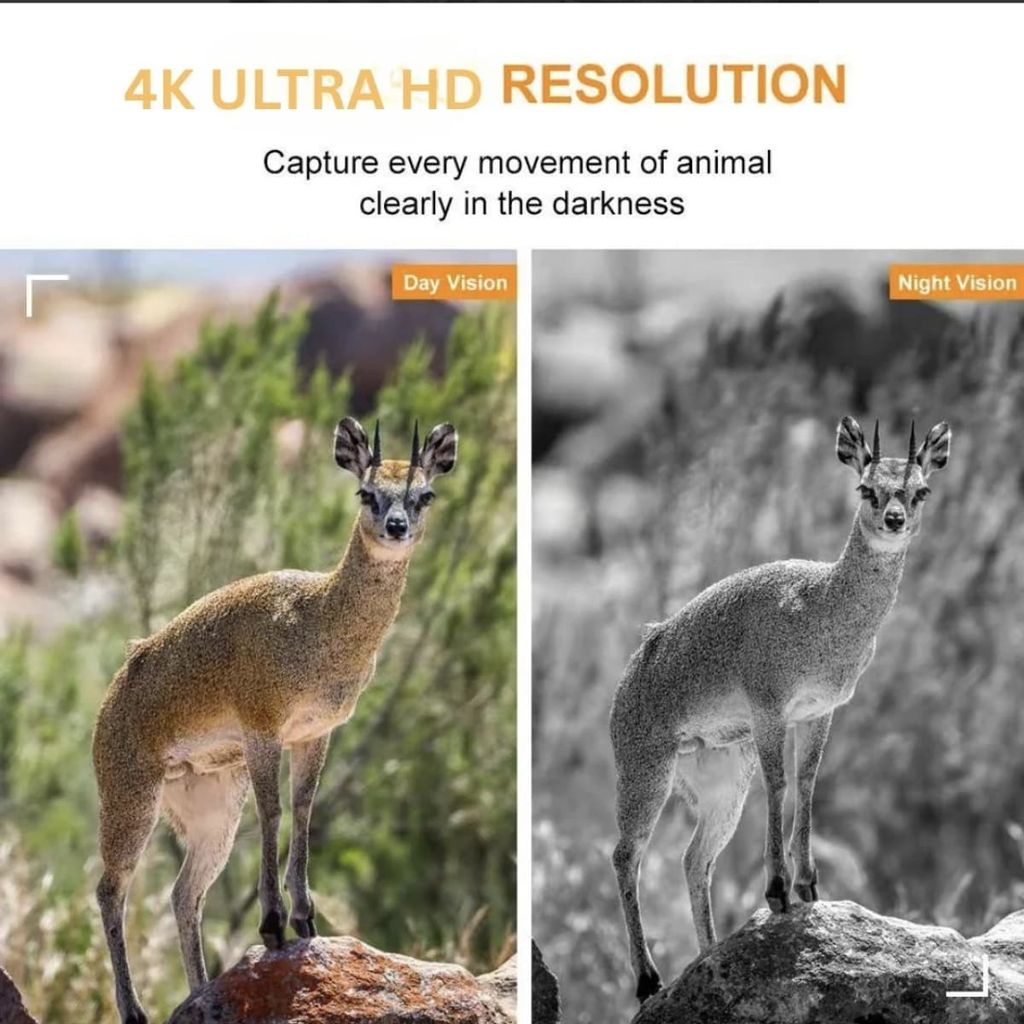 AUSHA 45MP 4K Trail Camera with Night Vision | Motion Detection | IP66 Waterproof | Wildlife & Farm Surveillance Camera view 2