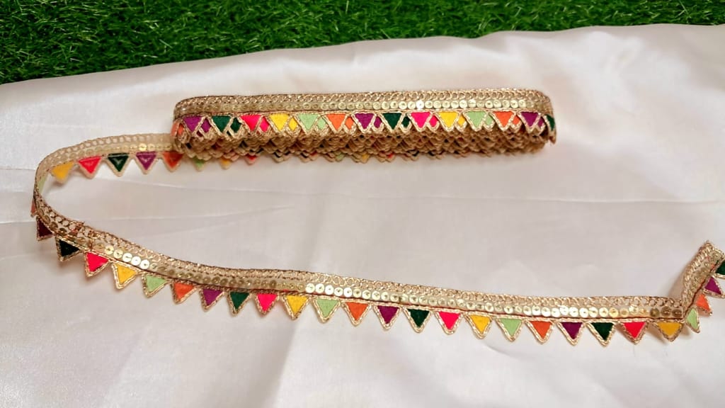 Colorful Triangle Trim with Sequin and Bead Detailing