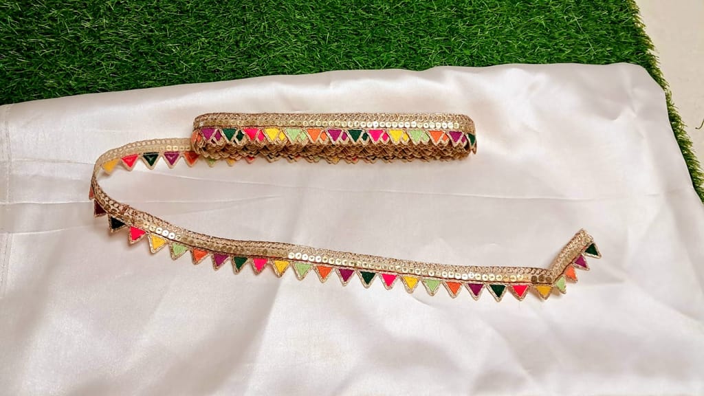 Colorful Triangle Trim with Sequin and Bead Detailing view 2