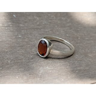 JAIPUR GEMSTONE-gomed/hessonite adjustable silver plated rings for men and women view 2