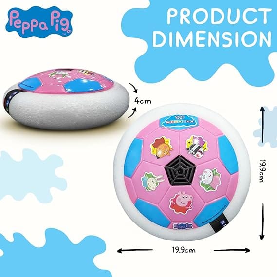Wembley Peppa Pig Rechargeable Hover Football for Kids Toys for 2+ Years Old Boy | LED Light Air Football Soccer Ball with Soft Foam view 2