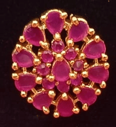 14KT Gold Plated Ruby Flower Stud Earrings view 2