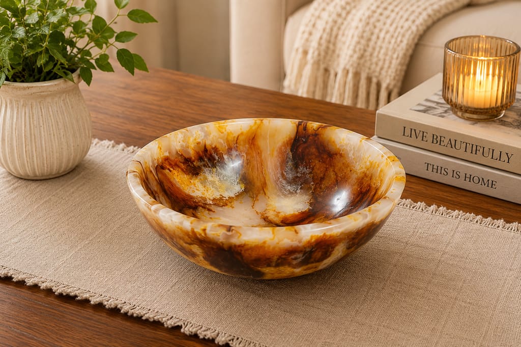 Amber Eclipse Resin Decorative Bowl