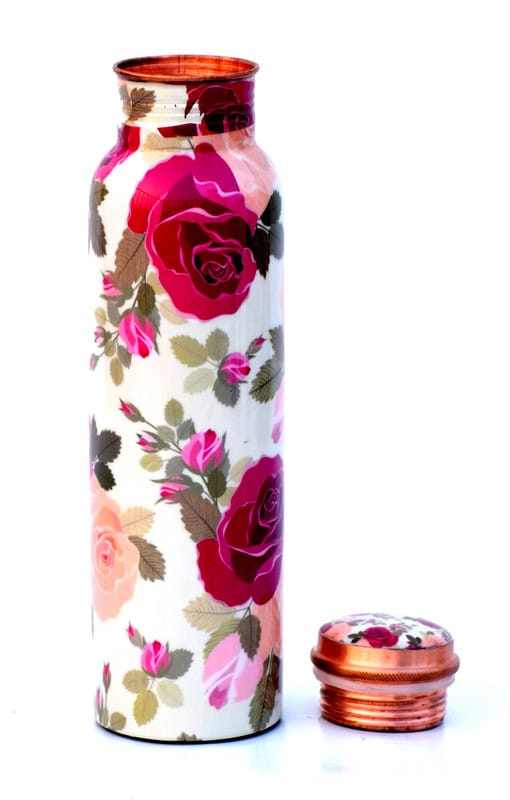 Pure Copper Modern Art Printed Water Bottle, Travelling Purpose, Yoga Ayurveda Healing, 950 ML (Design 1) view 2