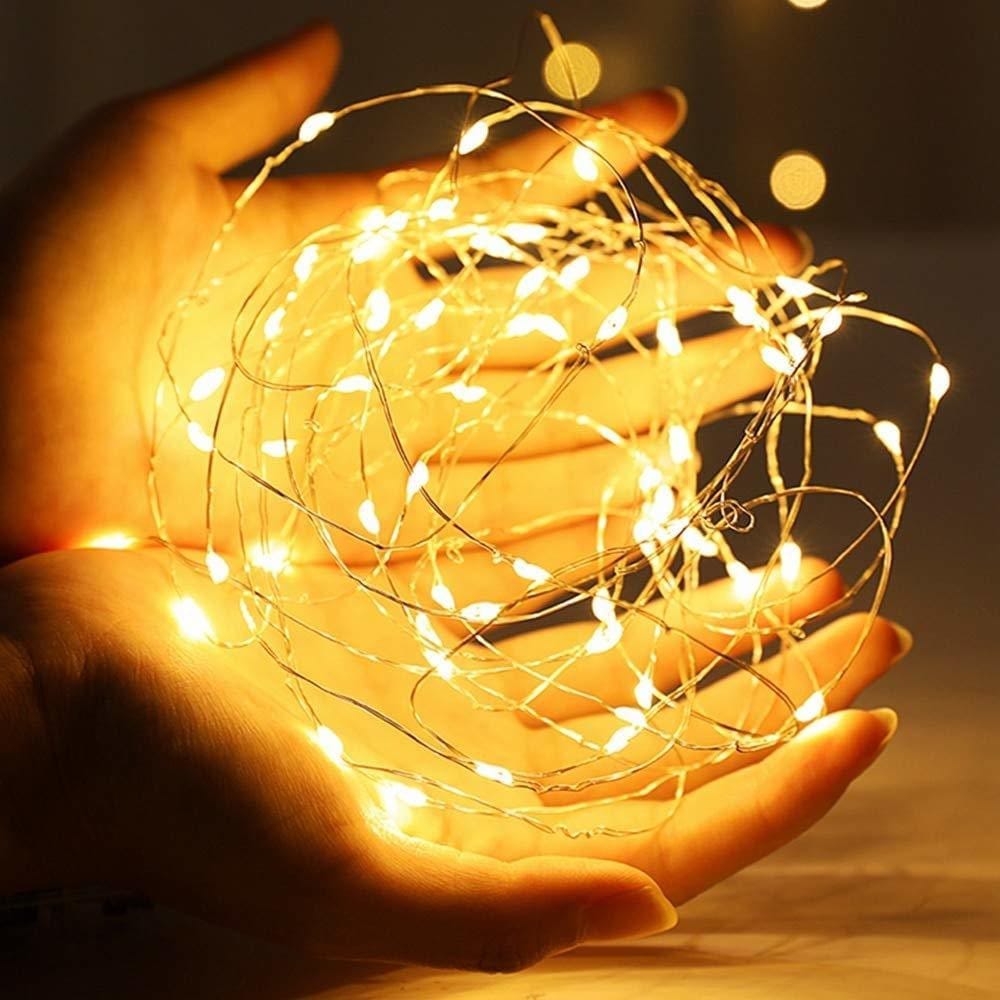 SPARKWORLD Battery Operated 3M Fairy String Lights Warm White | Pack of 3 | Decorative LED Copper Wire Lights for Home, Festivals & Events | Size: 3.05 m | Colour: Yellow view 2