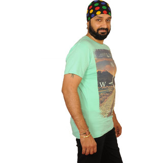 Moonlite Agency Mens Multicolor Printed Cotton Lycra Round Neck T-Shirt view 2