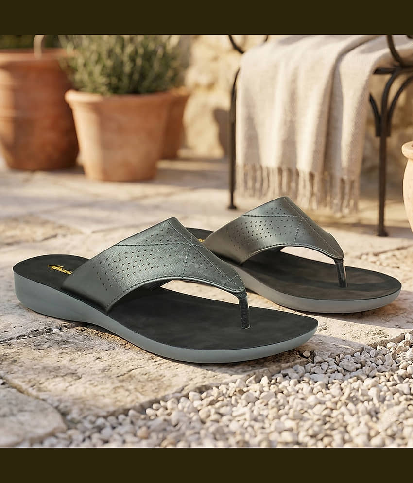 Ajanta Gray Women's T-Strap Flats view 2
