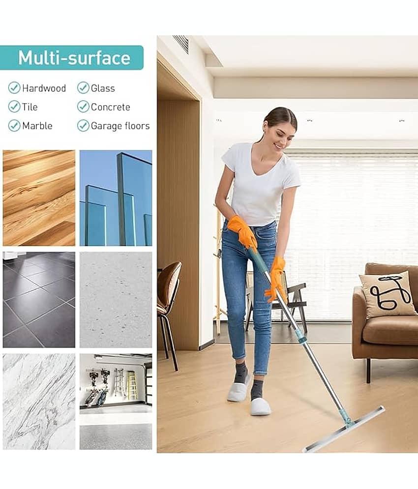 Purple Dust Wiper Mop for Floor Cleaning Heavy Duty Magic Broom Sweeper Silicon Floor Wiper with Stainless Steel Extendable Handle view 2