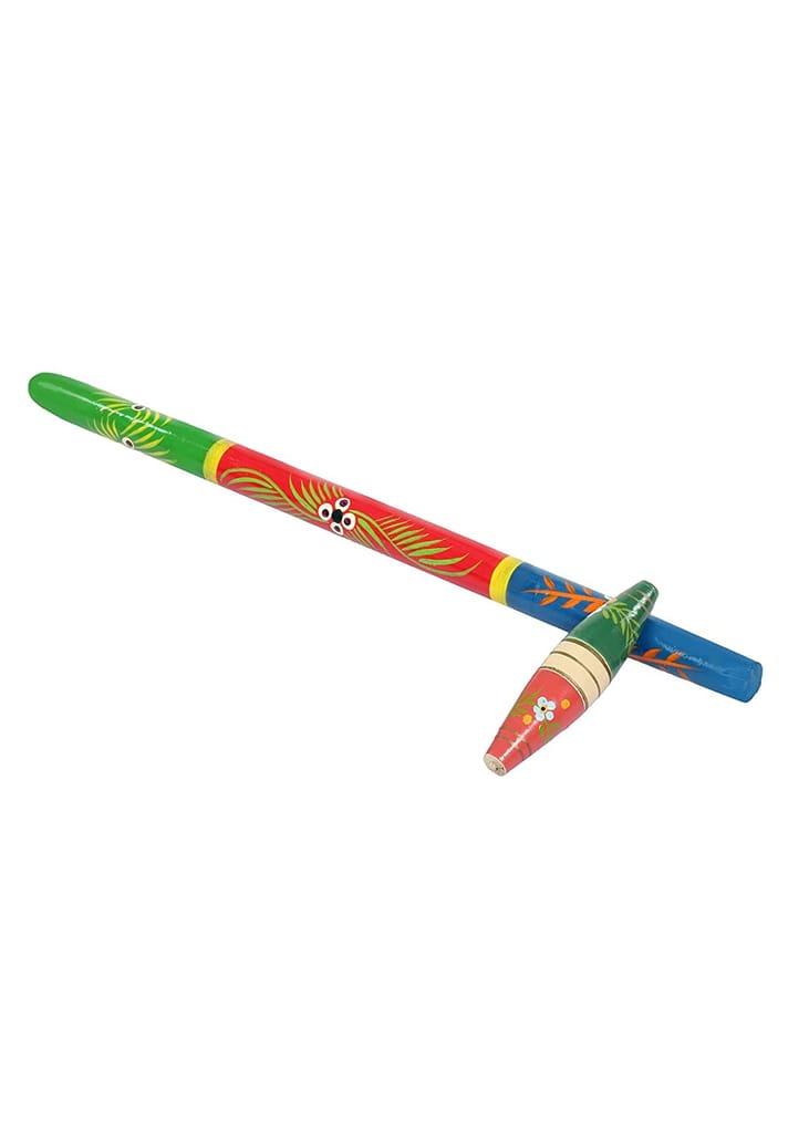 Desi Toys Gilli Danda | The Stick and Peg Game | Traditional Indian Kitti Pul | Classical & Nostalgic Gulli Danda | Outdoor Games | Wooden Viti & Dandu Included | for Kids & Family | for 8 Years & up view 2