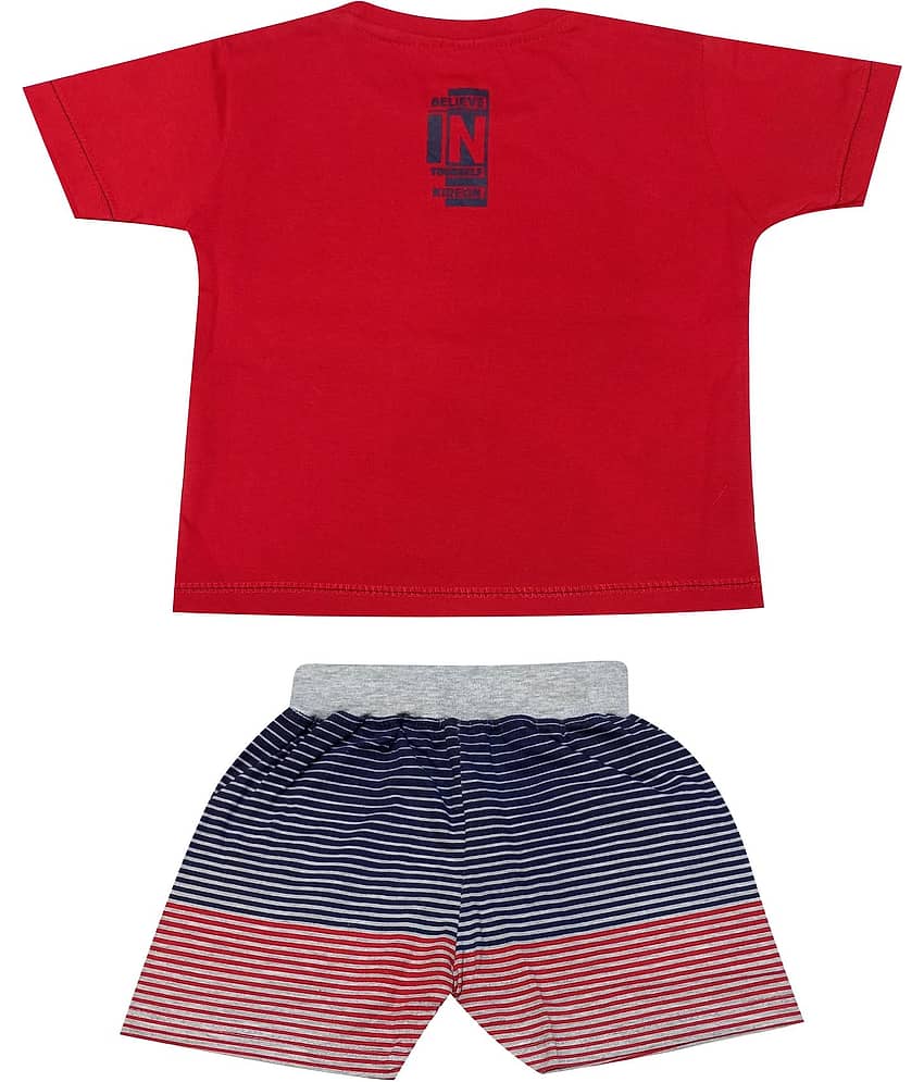 Kideon Pack of 1 Boys Cotton T-Shirt & Shorts Set ( Navy Blue ) view 2