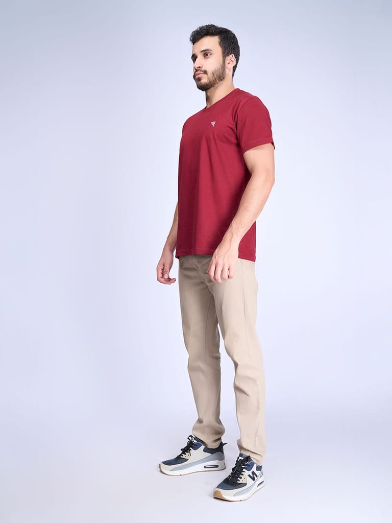 Mens 100% Cotton Maroon Half Sleeves Expert Tee - ET6 view 2