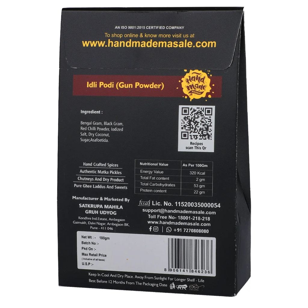Handmade Masale Idli Podi (Gun Powder) - 100% Natural & Authentic South Indian Spice Blend for Idlis, Dosas, Uttapams & More view 2