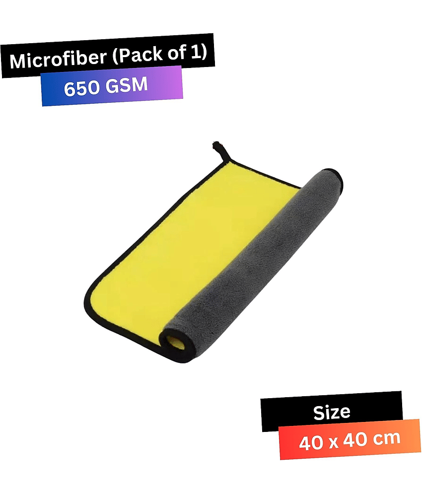 CRYSATLFRESH Yellow 650 GSM Microfiber Cloth For Automobile ( Pack of 1 )