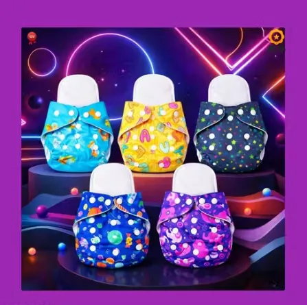 Adjustable Reusable Cloth Diaper Pack of 5 for Babies with Leakproof Layers Soft Breathable Comfortable Eco Friendly Design