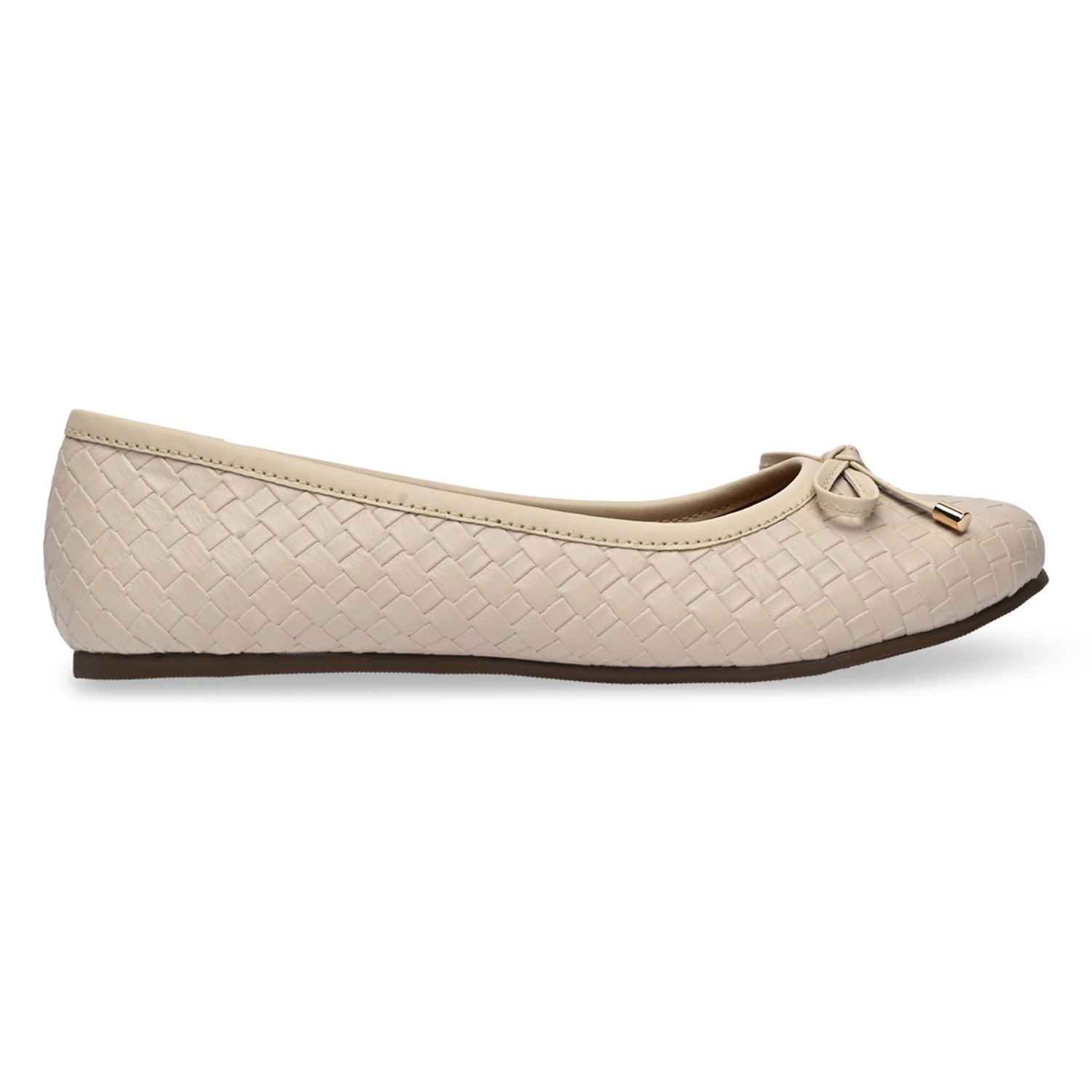 Beige Women Woven Ballerinas view 2
