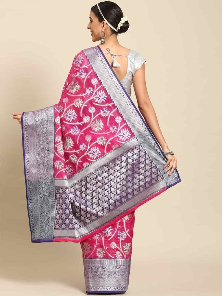 Women's Brocade Soft Silk Zari Woven Saree With Unstiched Blouse Piece view 2