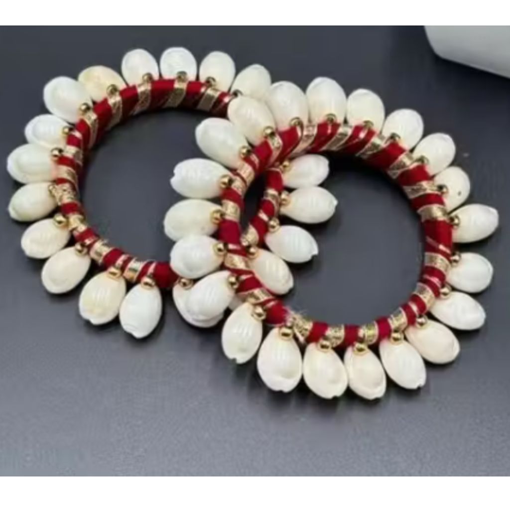 Madkrfat kodi kada- Maroon Cowrie Shell Bangles (KODI KADA) for Women–Ethnic Partywear Traditional Jewelry Set (2 Pieces) view 2