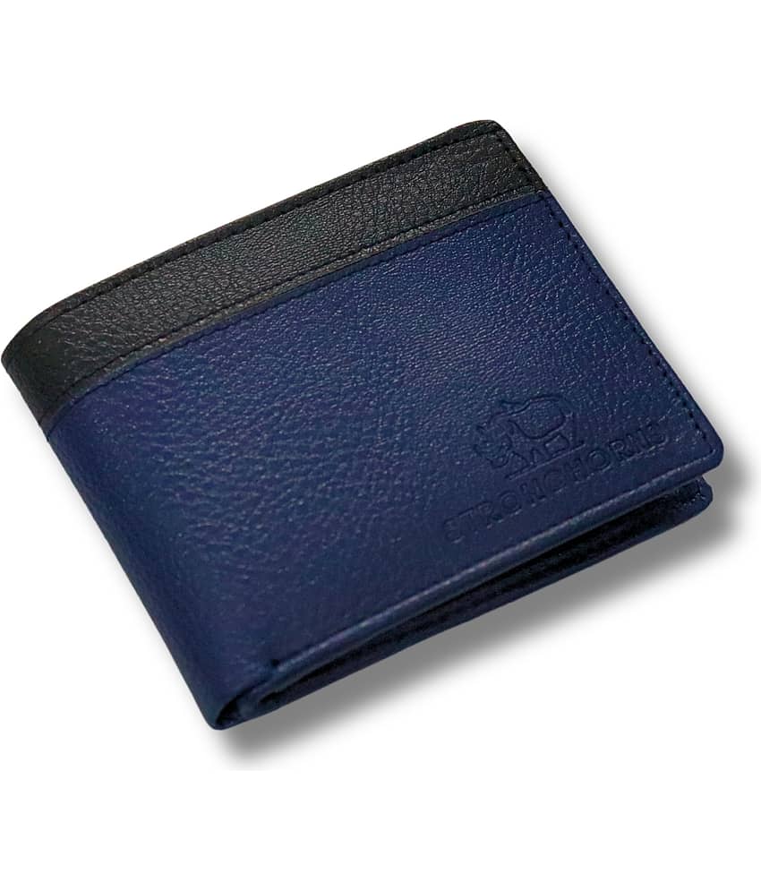 STRONG HORNS PU Striped Men's Regular Wallet With 7 Slots For Card ( Blue , Pack of 1 )