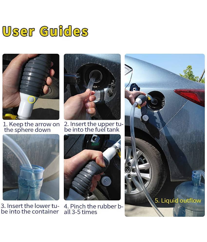 Fuel Transfer Pump Kit, High Flow Siphon Hand Oil Pump Portable Manual Car Fuel Transfer Pump for Petrol Diesel Oil Liquid Water Fish Tank Pump Portable High Flow Fuel Transfer Pump Kit with 2M Hose view 2