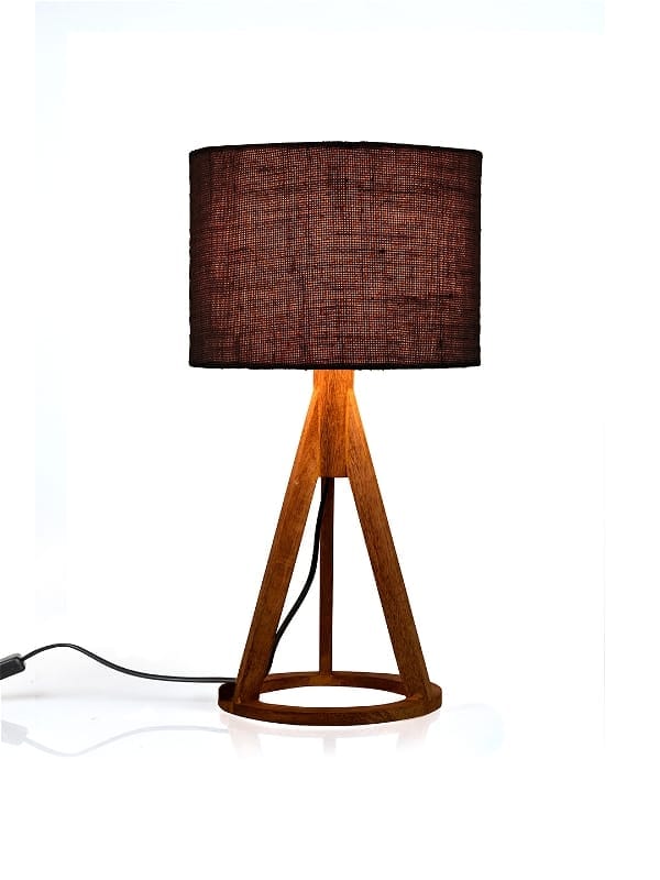 Jute Black Trio Wooden Lamp view 2