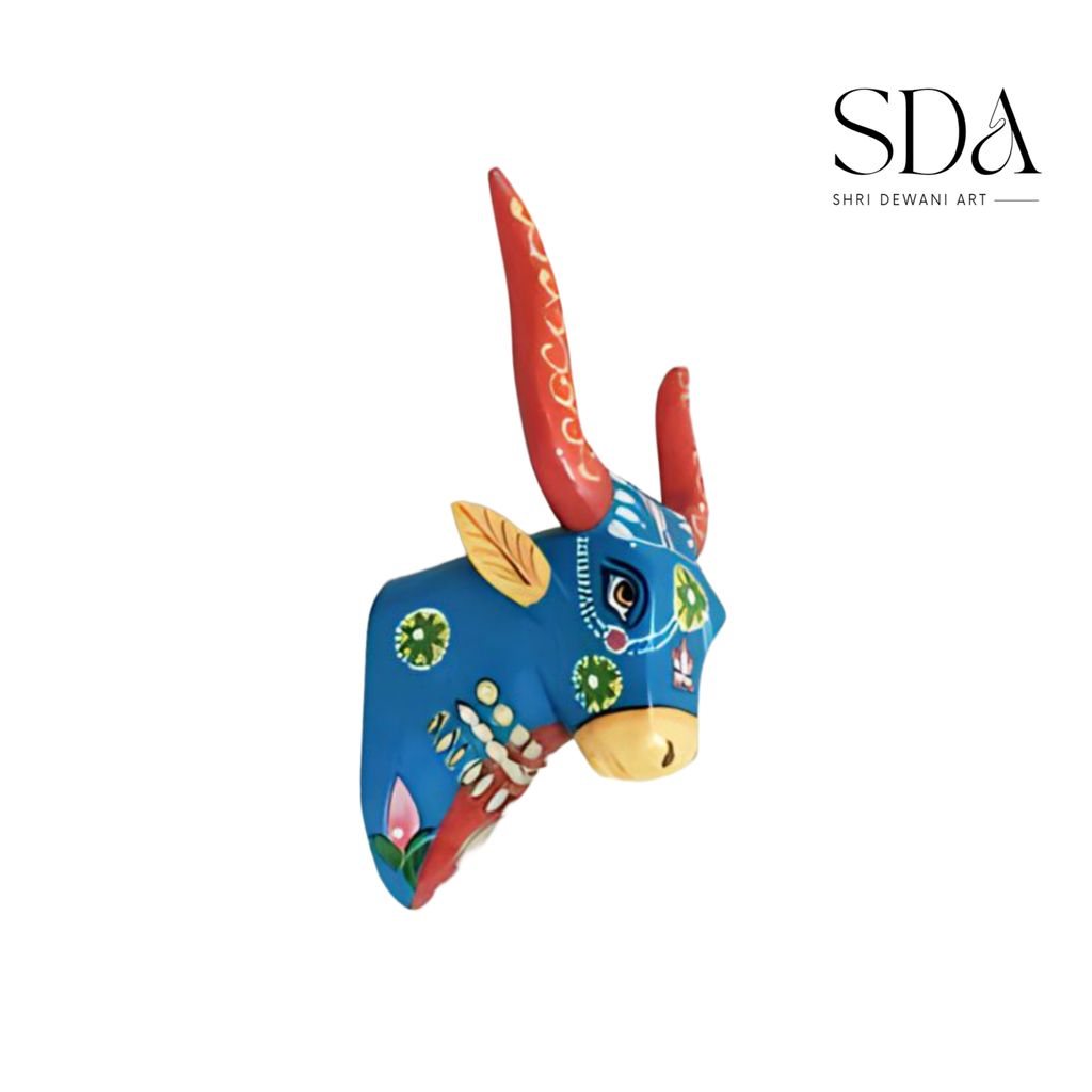 Wooden Nandi/Cow Head Wall Hanging For Home Decor 15 Inch view 2