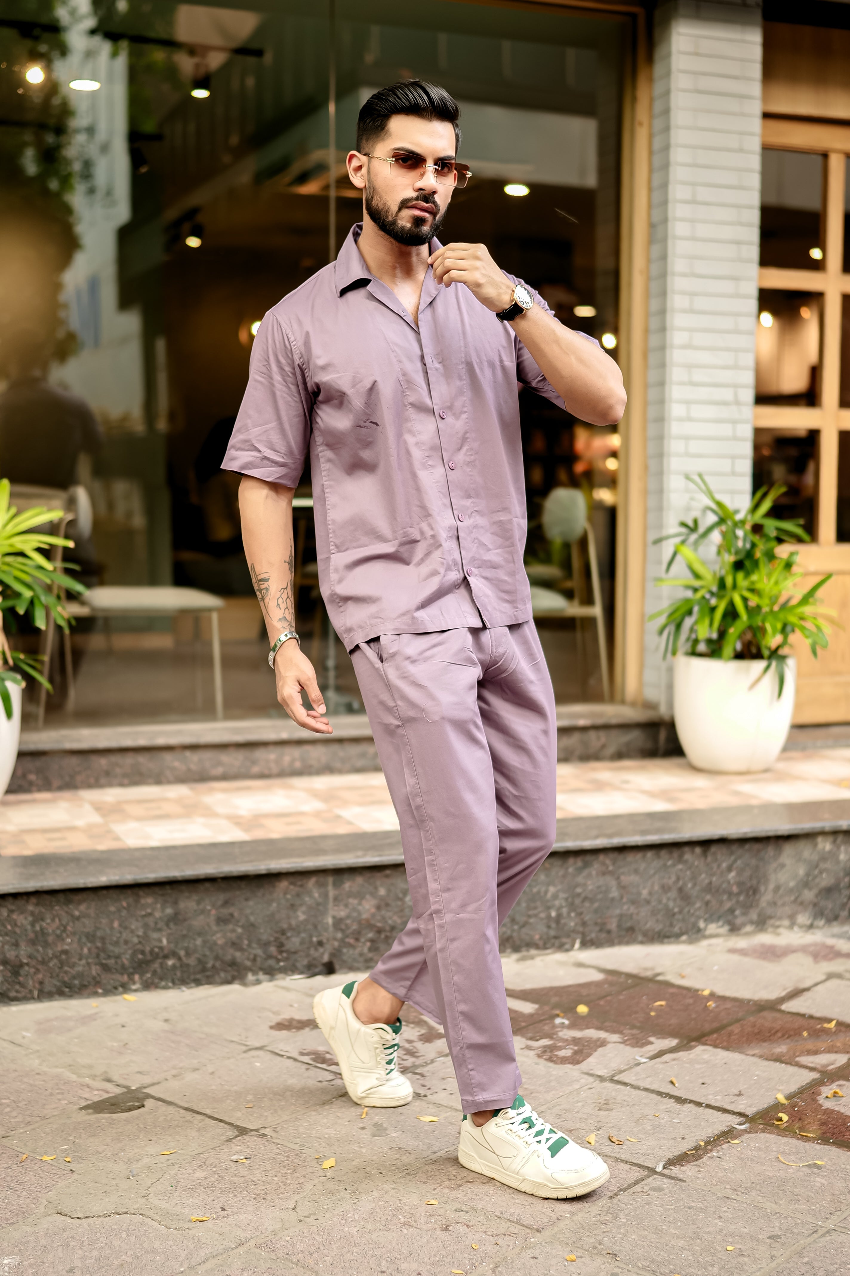 Purple Plain Premium Cotton Co-Ords Set view 2