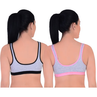 Empisto Branded Women's Black and BabyPink Colour Yoga or Sports Bra (pack of 2) view 2