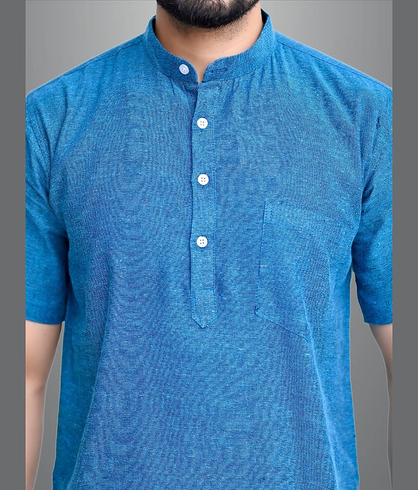QuaClo - Blue Cotton Men's Regular Kurta ( Pack of 1 ) view 2