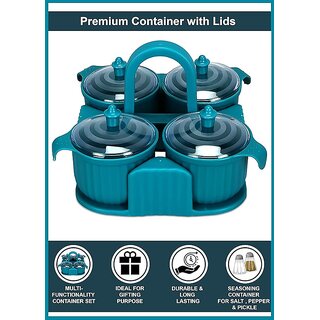 Marvella Multipurpose Spice Rack - Multipurpose Plastic Dry Fruit Box Jar Set Aachar Pickle Container Blue 4 Pcs Set view 2
