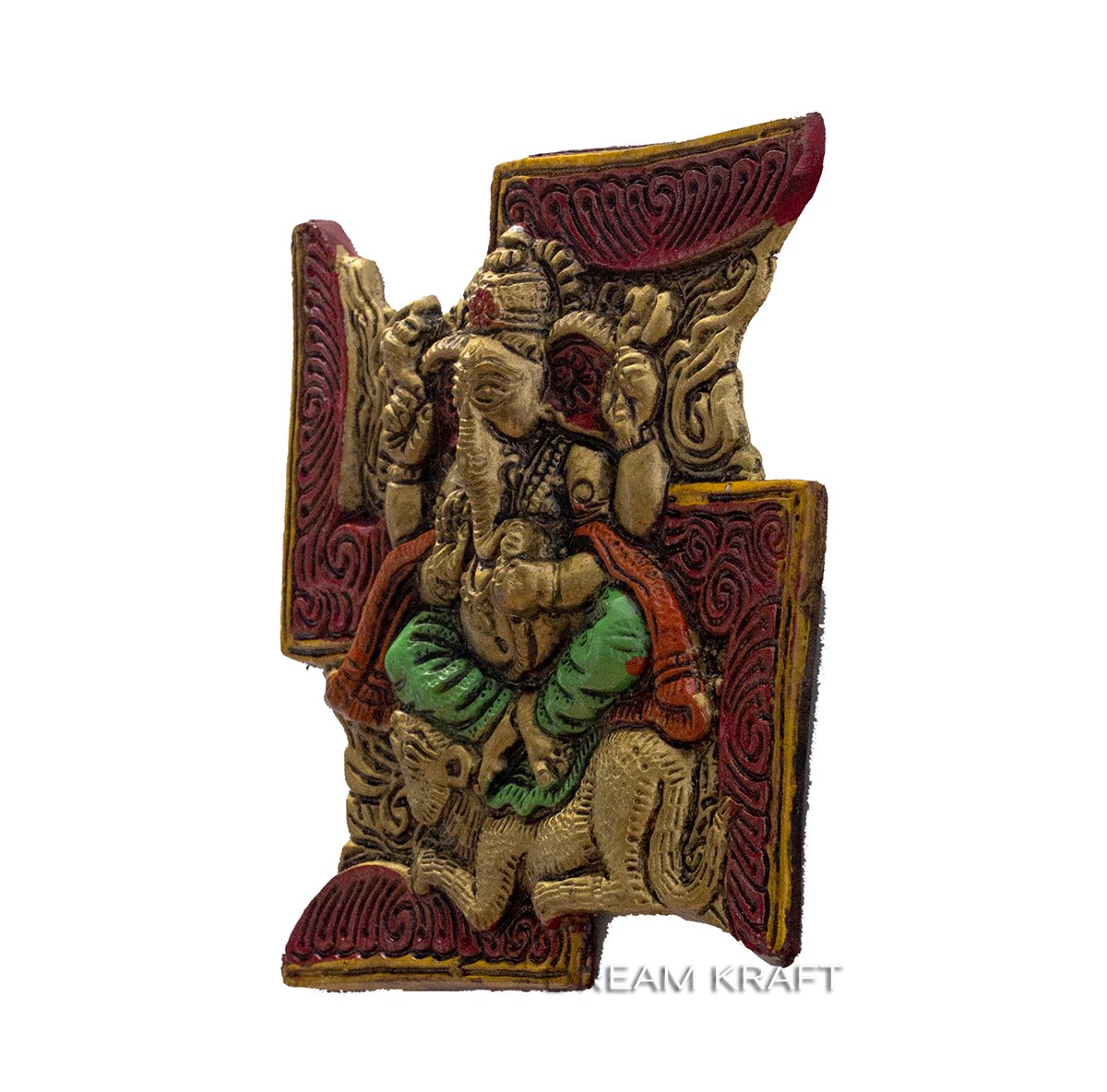 DreamKraft Lord Ganesha On Swastik with Om Showpiece Wall Hanging (Multicolour, 21 cm) view 2