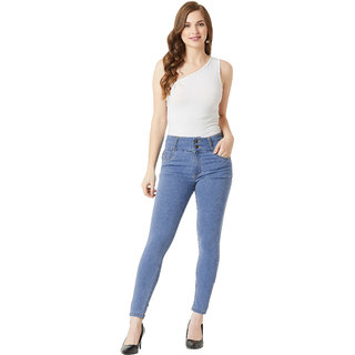 Miss Chase Women's Blue Skinny Fit High Rise Clean Look Regular Length Ice Wash Stretchable High Waist Denim Jeans view 2
