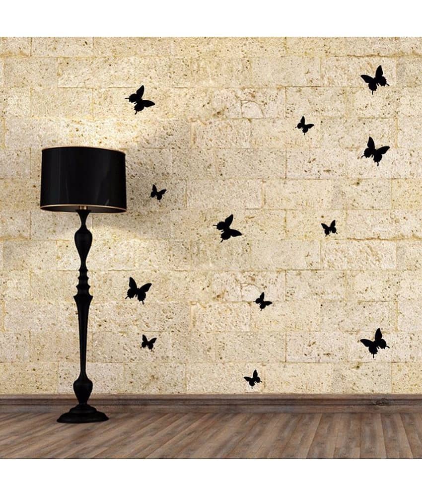 Jaamso Royals Black 3D Butterflies PVC Black Wall Sticker - Pack of 1 view 2