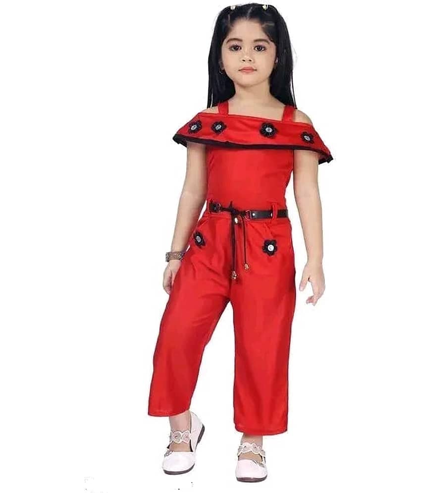 Mullick the designer Pack of 1 Baby Girls Crepe T-shirt & Pants ( Red,Blue ) view 2