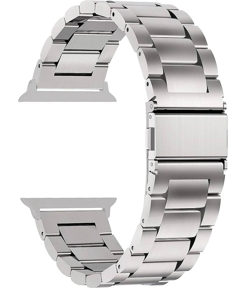 Lorenz Premium Stainless Steel Strap 42/44/45/49mm Compatible | Metal Link Bracelet Band with Butterfly Clasp | Adjustable Durable Band for Series 1-9, SE & Ultra (Silver) view 2