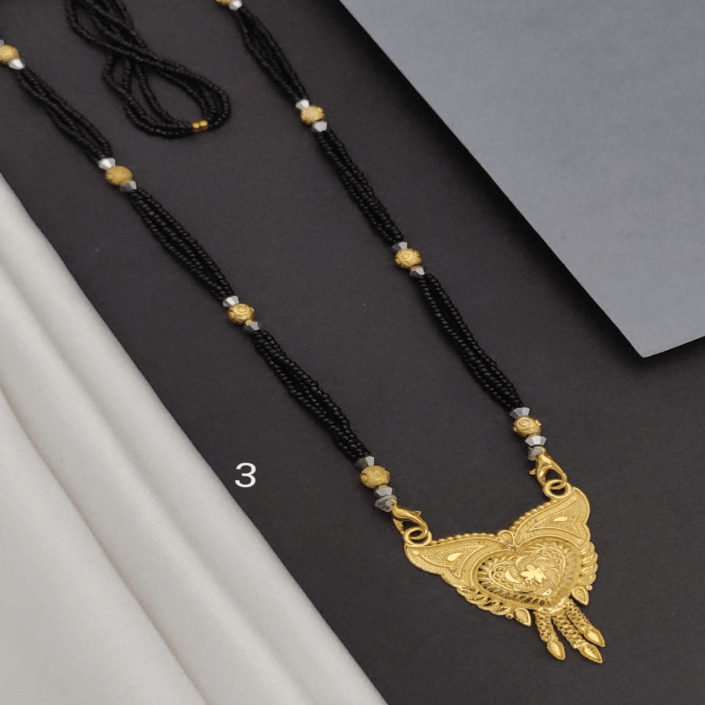 New Gold Plated Dhaga mangalsutra For Women's (RK_DM-3) & Earrings Jhumkhas Gold Jhumka Charming Women's and Girls (RK_JE-2) (COMBO PACK OF 1 PIC & 1 PAIRS) view 2