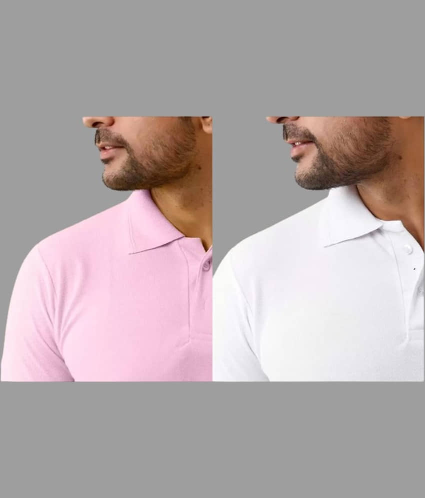 SKYRISE Pack of 2 Cotton Blend Slim Fit Solid Half Sleeves Men's Polo T Shirt ( Multicolor ) view 2