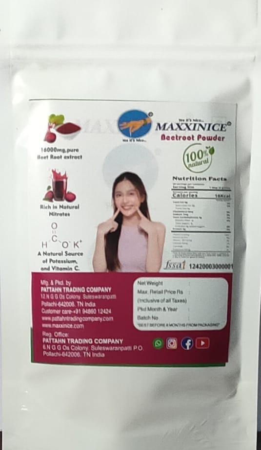 MAXXINICE Beetroot Powder - Natural Superfood with Nitrates, Vitamin C, Iron & Antioxidants view 2