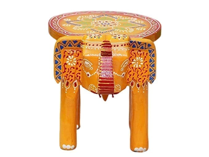 Kusum Art Wooden Hand Painted Rajasthani Elephant Stool Multicolor For Sitting And Home Decor and Living Room (8x10x8, Multicolor-B) view 2