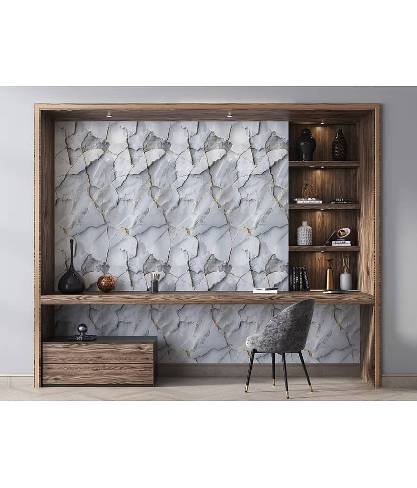 kramox Aluminum Foil Contact Paper Kitchen Oil-Proof Waterproof Self Adhesive Wallpaper for Bathroom Stickers Wall White (60CM X 200CM) view 2