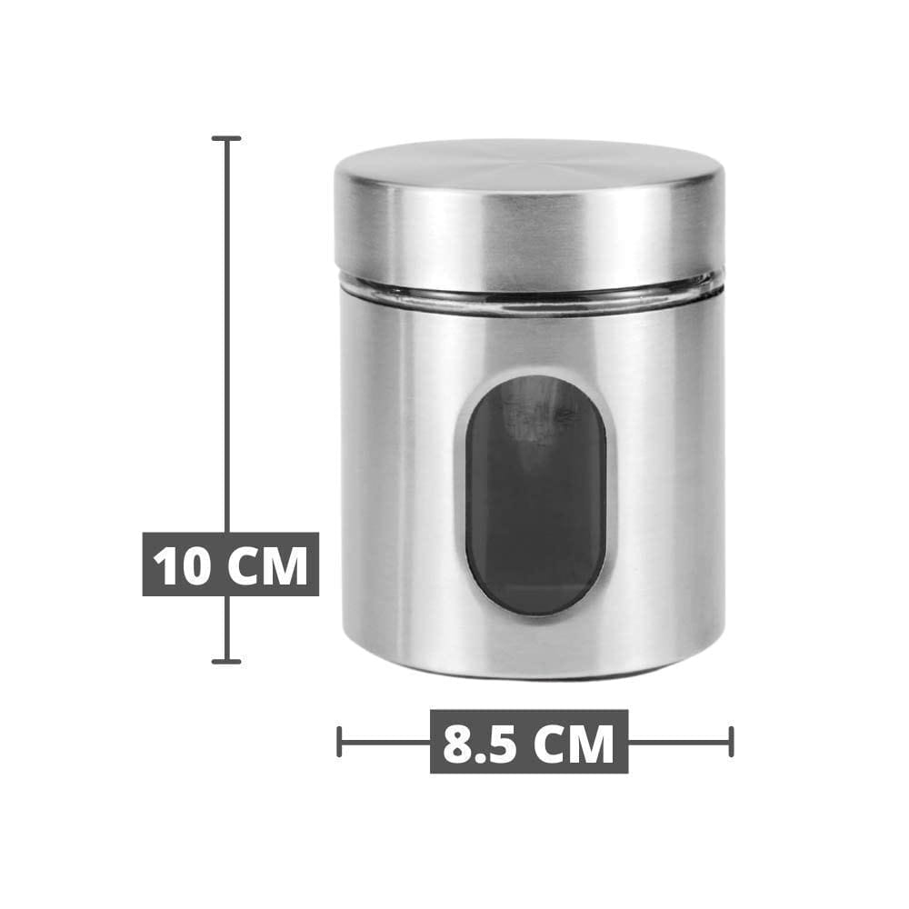Clear Glass Steel Window Jars for Kitchen tools, out layer steel,food storage jar pack of 2 (350 ML) view 2