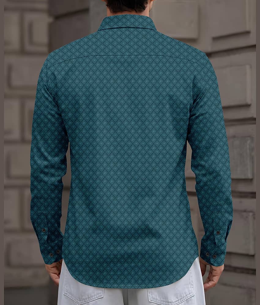 Nofilter Cotton Blend Regular Fit Printed Full Sleeves Men's Casual Shirt - Dark Green ( Pack of 1 ) view 2