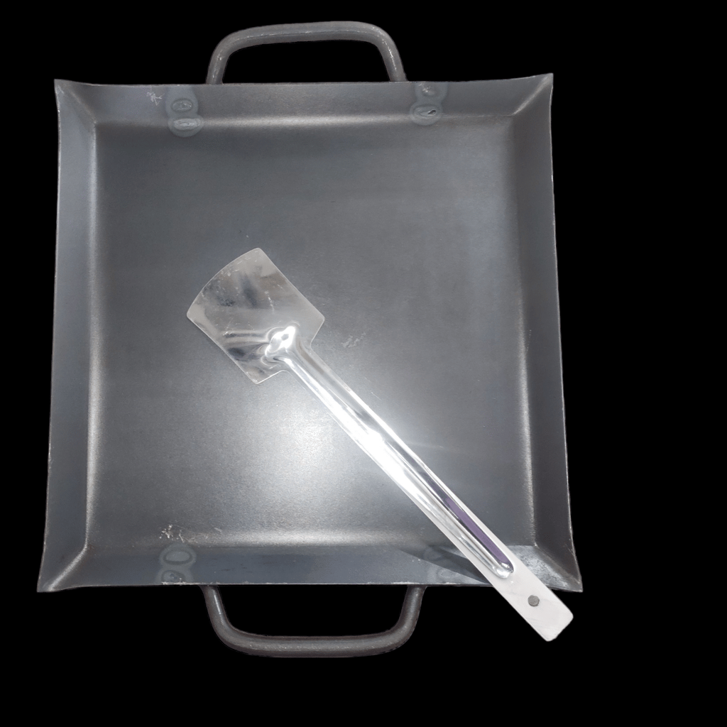 Nakshathra - pure iron tawa / dosa, roti tawa - Square design with unique border - 12 inch * 12 inch - double handle