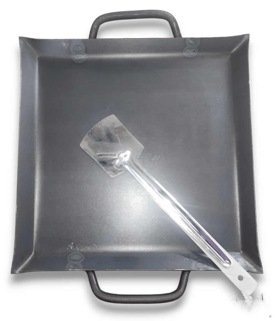 Nakshathra - pure iron tawa / dosa, roti tawa - Square design with unique border - 12 inch * 12 inch - double handle view 2