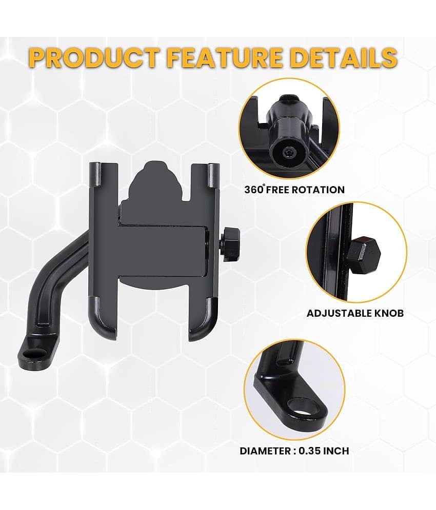 Universal Bike Mount Phone Holder Metal Body 360 Degree Rotating Handlebar Durable Bike Accessory Lightweight Anti-Scratch Cradle Stand for Bicycle, Motorcycle, Fits All Smartphones (Black) view 2